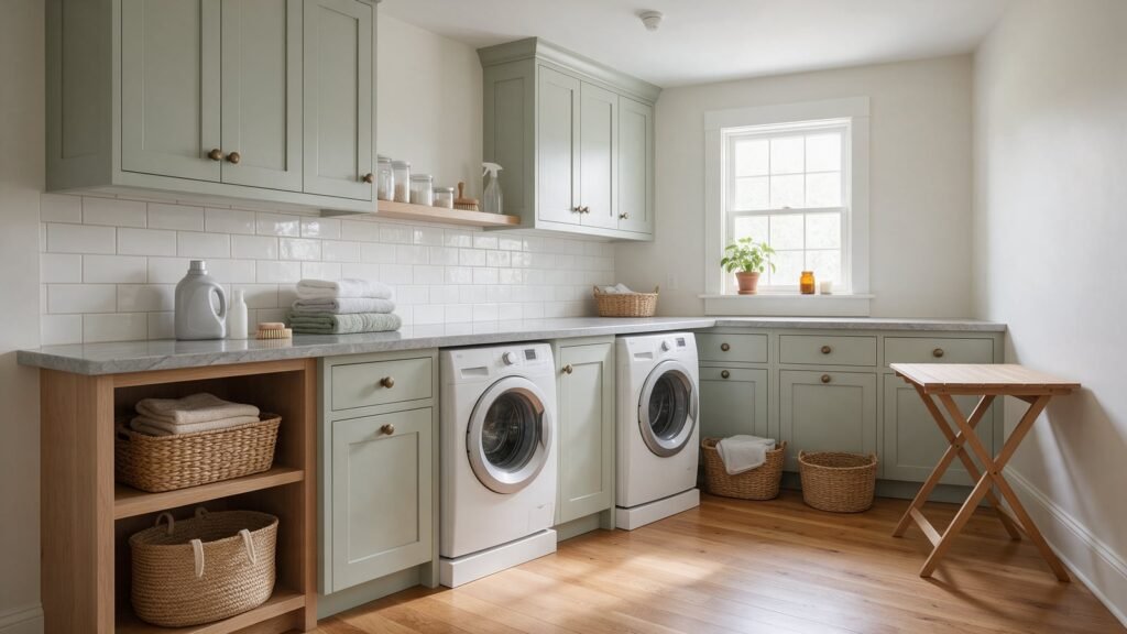Laundry room with stone countertop
